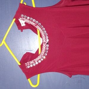 GUC Faith and Joy maroon glass embellishments sleeveless size PS